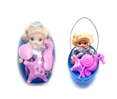 High block pvc boat ball egg type third generation enamel 6 inch ice and snow doll with hippocampus, starfish with lollipop - OBL822715