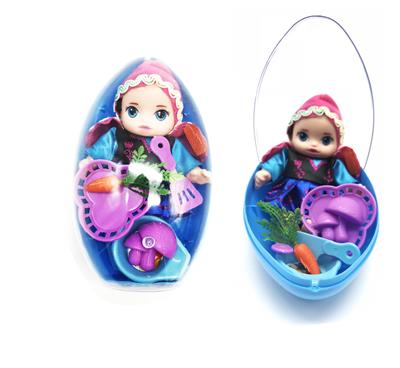 High block pvc boat ball egg type first generation 6 inch enamel ice snow doll with tableware - OBL822716