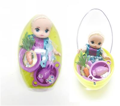 High block pvc boat ball egg type first generation 6 inch enamel ice snow doll with tableware set - OBL822718