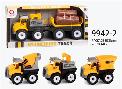 Inertia farmer’s truck (mixer, crane, bucket) hauling sticks - OBL823324