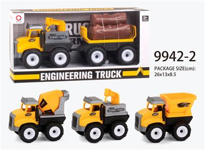 Inertia farmer’s truck (mixer, crane, bucket) hauling sticks - OBL823352