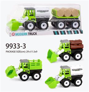 Inertia engineering vehicle (fence, log, oil tank) dragging grass - OBL823371