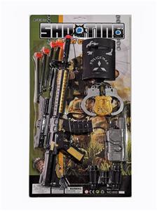 Soft bullet submachine gun m14 with handcuffs and shield shooting suit - OBL823771