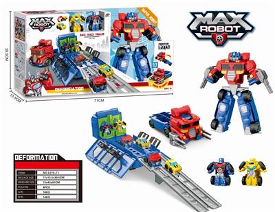 Red large deformation tractor + carriage + Flash deformation vehicle - OBL824101
