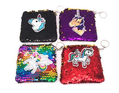 12 PACKS 1 BAG 11 X 11CM SMALL UNICORN BEADED TABLET BAG - OBL827019