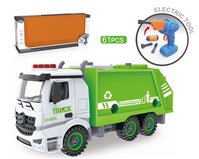 电钻DIY螺丝积木拆装城市垃圾车 - OBL828893