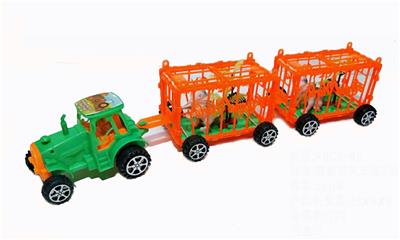 TWO ANIMAL CAGES TOWED BY INERTIAL FARMERS CART - OBL829633