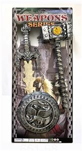 BRONZE WEAPON SET HAMMER ROUND SHIELD SWORD. - OBL829861