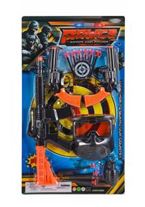 THREE-SHOT GUN WITH SIX-SHOT LEFT-WHEEL NEEDLE GUN TWO, ROUND TARGET, MASK, HAND-RAY. - OBL830017