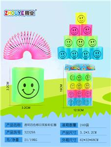 TRANSPARENT FOUR-COLOR TRANSPRINTING SMILEY FACE RAINBOW RING. - OBL832748