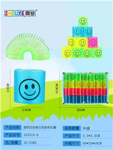 TRANSPARENT FOUR-COLOR TRANSPRINTING SMILEY FACE RAINBOW RING. - OBL832834