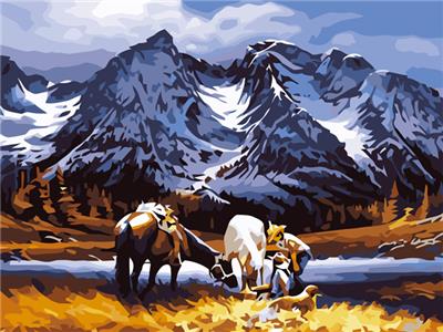 DIY数字油画          雪山下恋情 - OBL834954