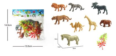 8款野生+1树叶    实心软胶动物套装 - OBL838747