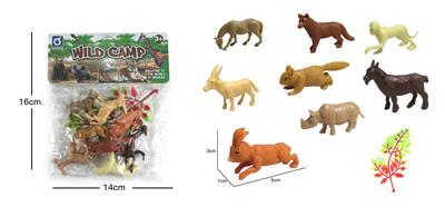 8款野生+1树叶    实心软胶动物套装 - OBL838750