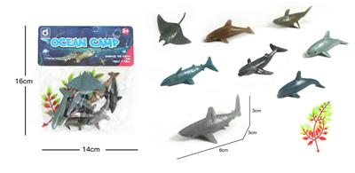 8款海洋+1树叶    实心软胶动物套装 - OBL838756