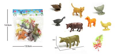 8款农场+1树叶    实心软胶动物套装 - OBL838757