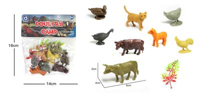 8款农场+1树叶    实心软胶动物套装 - OBL838758