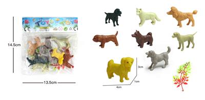 8款狗+1树叶软胶   实心动物套装 - OBL838759