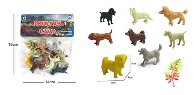 8款狗+1树叶软胶   实心动物套装 - OBL838760