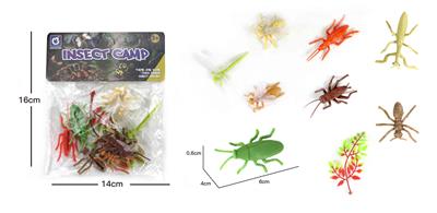 8款昆虫+1树叶    实心软胶动物套装 - OBL838766