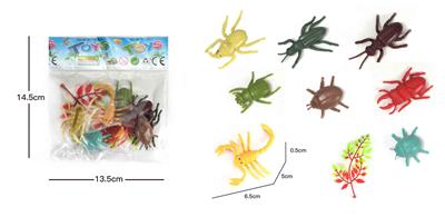 8款昆虫+1树叶    实心软胶动物套装 - OBL838767