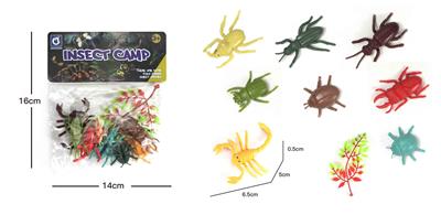 8款昆虫+1树叶    实心软胶动物套装 - OBL838768