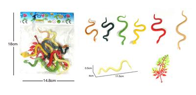 8款蛇+1树叶      实心软胶动物套装 - OBL838772
