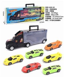 HAND-HELD GIFT BOX CONTAINER TAXI TOW TRUCK WITH 6 TAXI AB SIMULATION SPORTS CAR. - OBL839234
