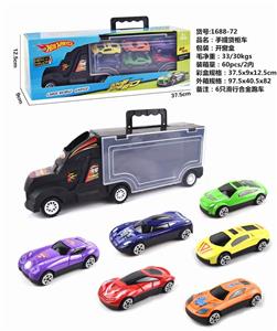 HAND-HELD GIFT BOX CONTAINER TAXIING TOW TRUCK WITH 6 SLIDING ALLOY SUPERCARS. - OBL839238
