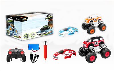 迷你涂鸦配1壳、2.4G遥控、四驱、水陆两栖、充气轮皮 - OBL840042