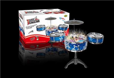 RED AND BLUE 2-COLOR FLASH SOUND-CONTROLLED MUSIC JAZZ DRUM SET 3 DRUMS. - OBL840762