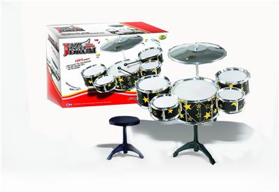 BLACK AND YELLOW 2 COLOR JAZZ DRUM SET 5 DRUM CHAIR. - OBL840764
