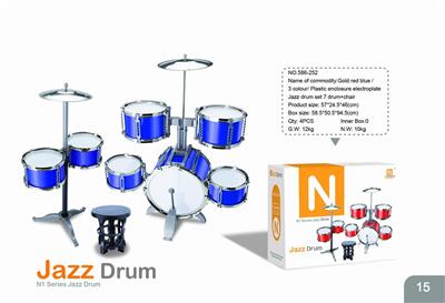 RED AND BLUE JAZZ DRUM SET 7 DRUMS AND CHAIRS - OBL840781