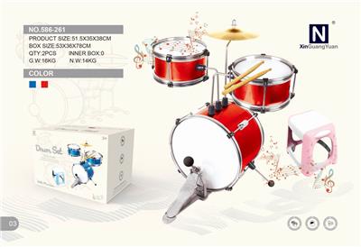 RED BLUE / 2-COLOR ELECTROPLATED ALLOY JAZZ DRUM SET 3 DRUMS AND CHAIRS - OBL840789