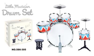 MONOCHROME JAZZ DRUM SET 6 DRUMS, DOUBLE CYMBALS AND CHAIR - OBL840817