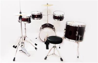 WINE RED ELECTROPLATING ALLOY JAZZ DRUM SET 5 DRUMS WITH INDEPENDENT CYMBAL LEATHER CHAIR - OBL840832
