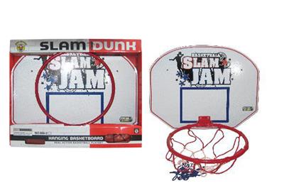 HANGING IRON-FRAMED WOODEN BASKETBALL BOARD. - OBL841776