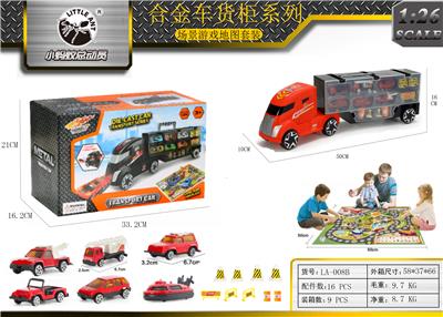 1: 26 TRAILER CONTAINER STORAGE ALLOY FIRE TRUCK - OBL843795