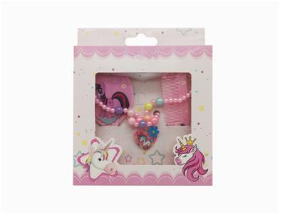 JEWELRY SET (NECKLACE BRACELET MIRROR COMB) UNICORN. - OBL847208