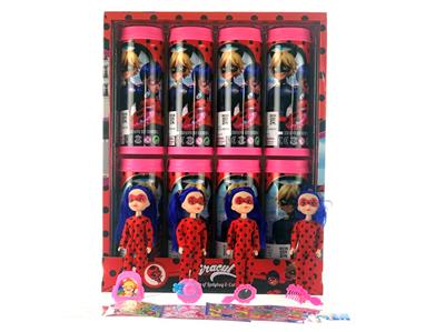 7 INCH LADYBUG WITH CLIP CAP, SCHOOLBAG, COMB MIRROR AND COLOR PASTE (8PCS / BOX) - OBL847548