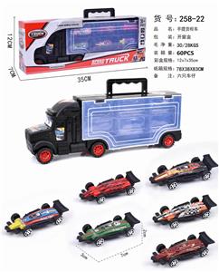 手提礼盒货柜滑行拖头车带6只滑行F1铁皮车 - OBL853591