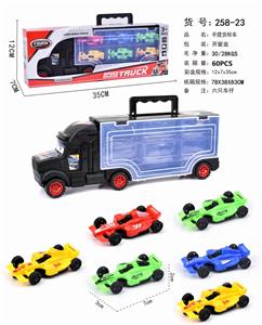 手提礼盒货柜滑行拖头车带6只滑行F1赛车 - OBL853592