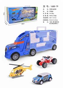 手提礼盒货柜滑行拖头车带1飞机+1滑行摩托车+1回力铁皮赛车 - OBL853609