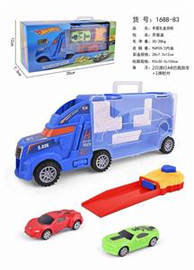 手提礼盒货柜滑行拖头车带2只仿真AB跑车+1弹射片 - OBL853610