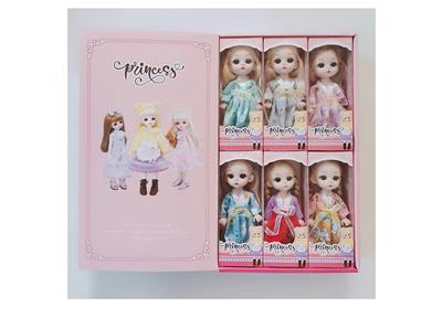 SIX INCH FULL BODY LIVE HAND PRINCESS LAURIE FASHION 6 DRESSES, A BOX OF 6PCS - OBL853748
