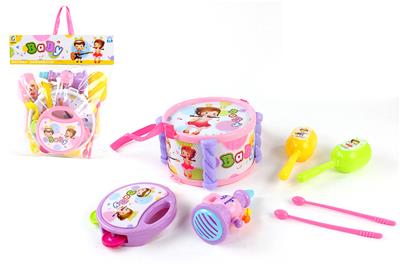 BABY SET (DRUM AND 2 SAND HAMMER AND TRUMPET AND TAMBOURINE AND DRUM HAMMER) 2 COLOR MIX - OBL854647