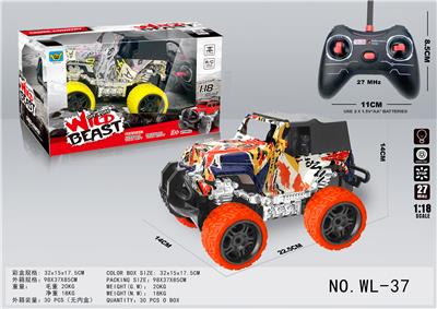 1：18牧马人涂鸦四通灯光遥控车 - OBL858070