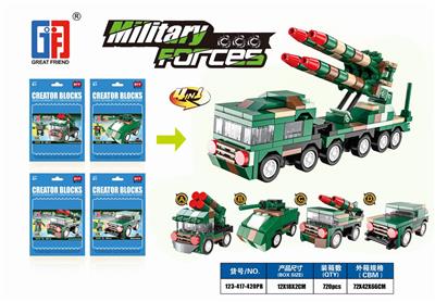 PUZZLE CITY MILITARY BUILDING BLOCKS 4-IN-1 BACK FORCE ANTI-AIRCRAFT MISSILE VEHICLE SERIES - OBL858612