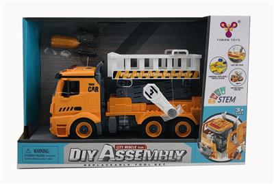 1: 12diy removable building block inertial street lamp maintenance vehicle - OBL859509