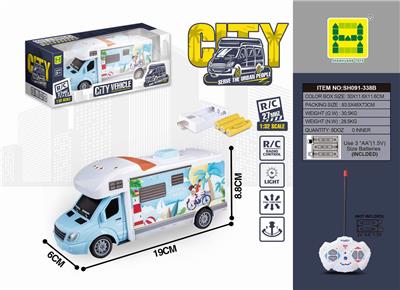 1:32四通遥控灯光夏日单车主题房车 - OBL861641